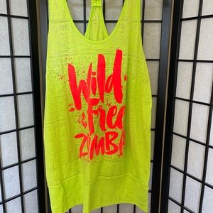 Zumba Bubble Style Racerback Tank, Neon Lime/Yellow